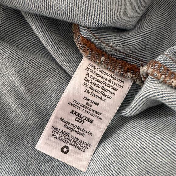 Time and Tru XXXL Size 22 Womens Blue Denim Button Front Jean Jacket - Picture 6 of 11